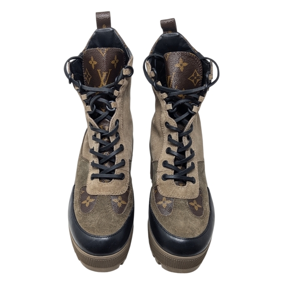Louis Vuitton Laureate Tan Beige Black Neutral Desert Combat Boots Size EU 38 - Picture 2 of 16